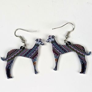 Bonsny Greyhound Acrylic Earrings Wire Dangle Dog Whippet Puppy